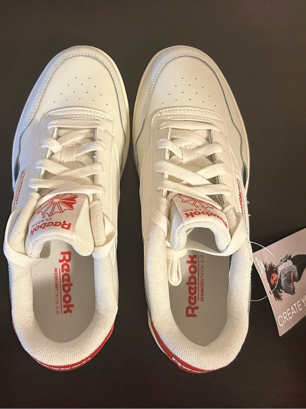 Reebok Court Advance Classic White Sneakers - Women's Size 8